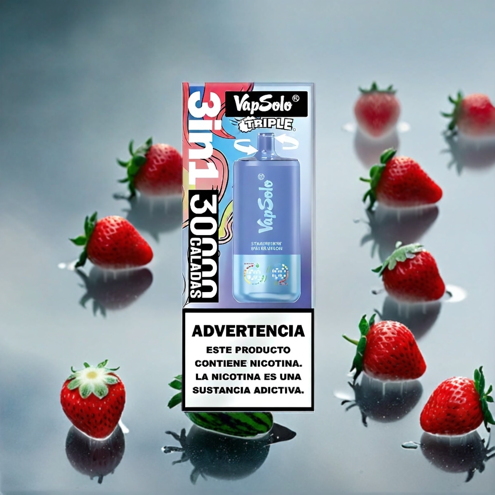 VapSolo Tripe 30000 Puffs – Strawberry Watermelon & Blueberry Ice (40ml, Type-C, 30000 Puffs) Schweiz Großhandel
