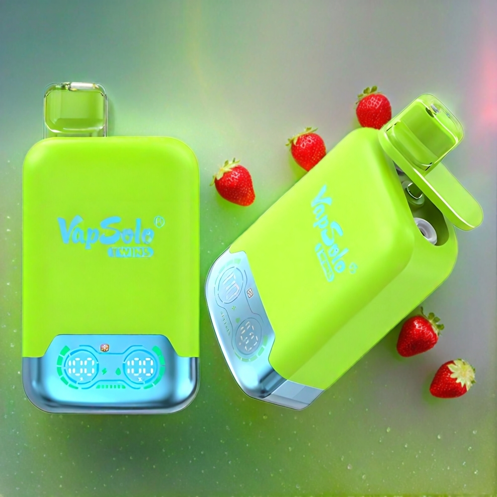 Vapsolo Twins 20000 Puffs – Deutschland: Schweiz Großhandel, 40 ml E-Liquid, 20mg/ml oder 50mg/ml Nikotin, Typ-C-Ladung, Erdbeer-Kiwi & Erdbeer-Himbeer-Kirsche-Eis