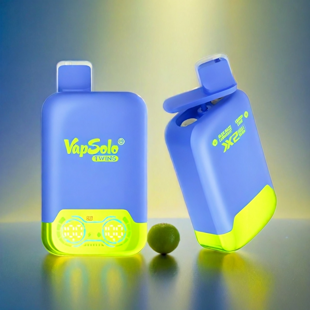 Vapsolo Twins 20000 Puffs Schweiz Großhandel - 40 ml E-Liquid, 20mg/ml & 50mg/ml, Blauer Himbeerlimonade & Zitronenlimette, Typ-C Ladeport
