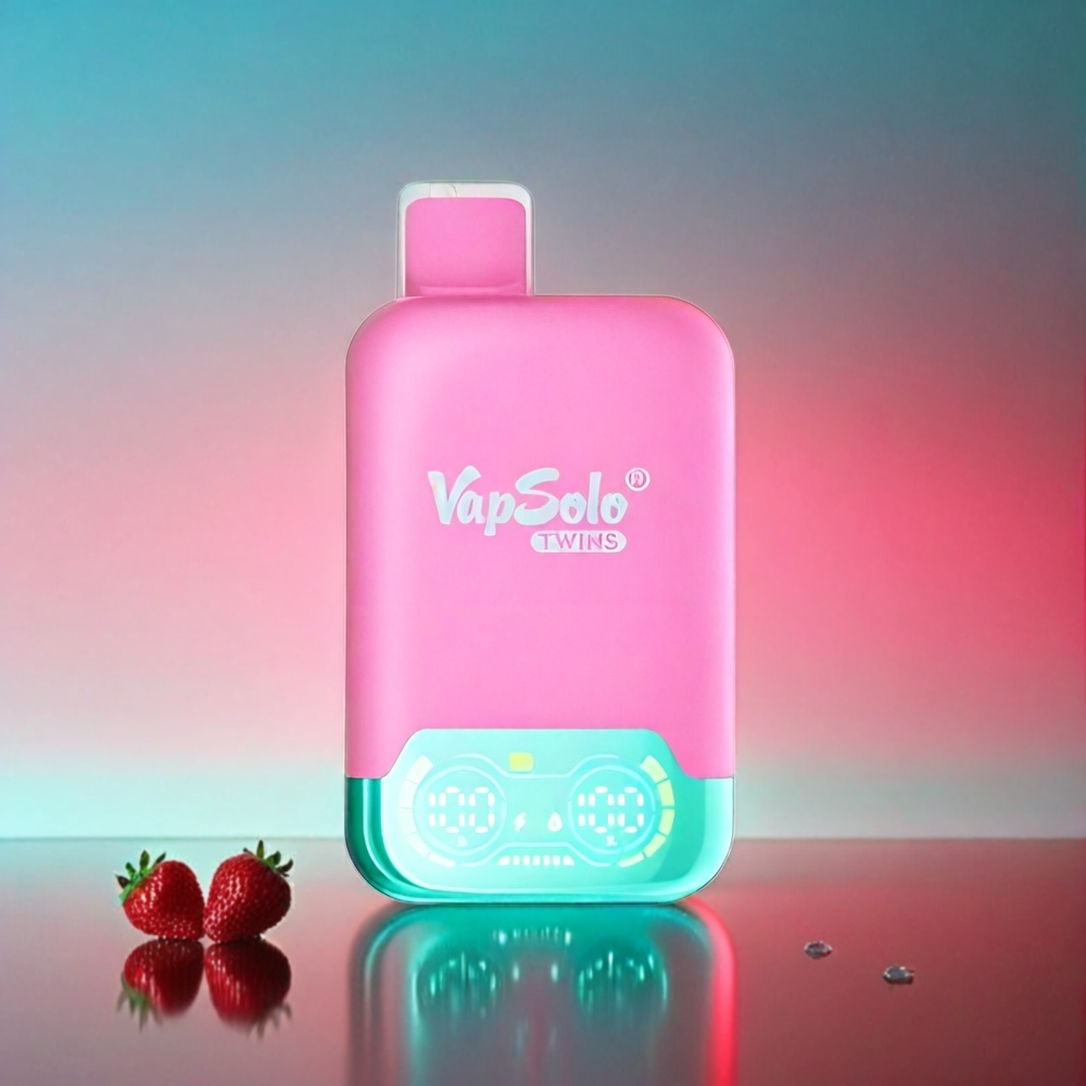 Vapsolo Twins 20000 Puffs Schweiz Großhandel – 40ml E-Liquid, 20000 Puffs, Typ-C - Erdbeere Himbeere Kirsch-Eis & Trauben-Eis