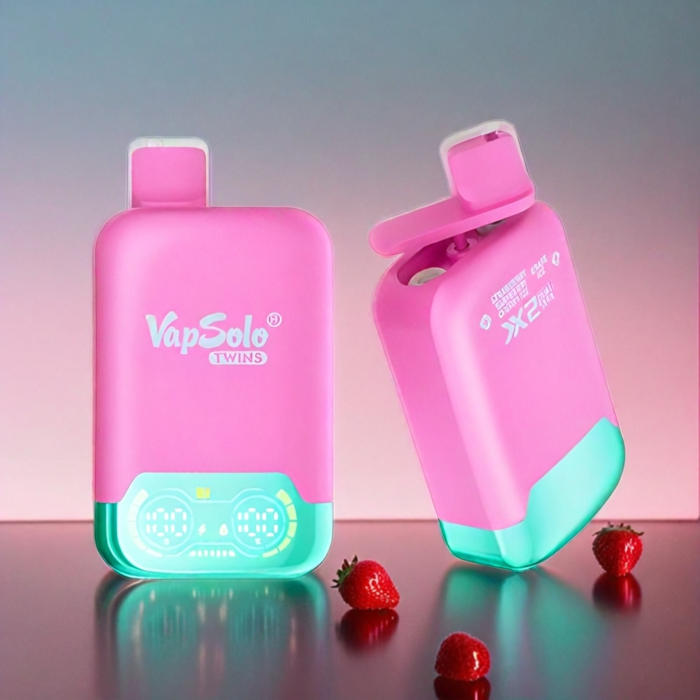Vapsolo Twins 20000 Puffs Schweiz Großhandel – 40ml E-Liquid, 20000 Puffs, Typ-C - Erdbeere Himbeere Kirsch-Eis & Trauben-Eis