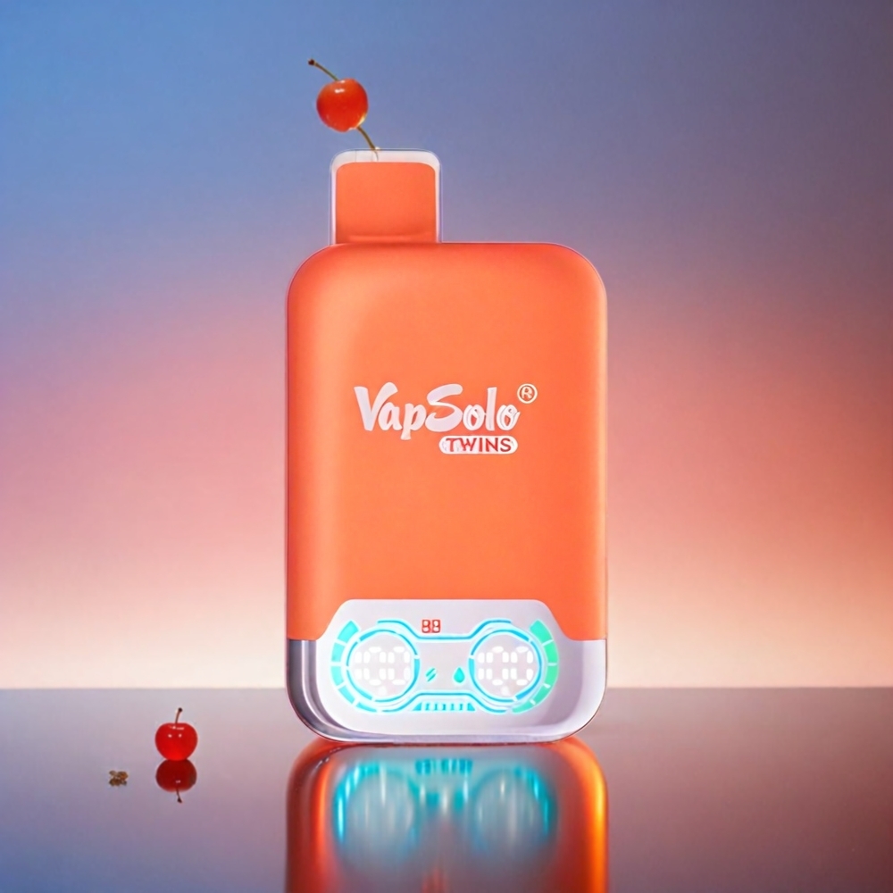 Vapsolo Twins 20000 Puffs Schweiz Großhandel – 40ml E-Liquid, 20mg/50mg Nikotin, Typ-C Ladeanschluss – Cherry Cola & Juicy Peach Ice Geschmack