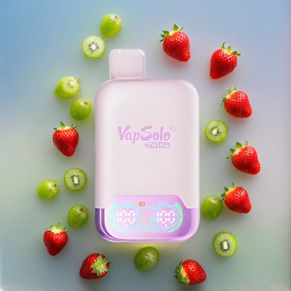 Vapsolo Twins 20000 Puffs Schweiz Großhandel – Grape Ice & Strawberry Kiwi, 40 ml, 20mg/ml oder 50mg/ml, Type-C