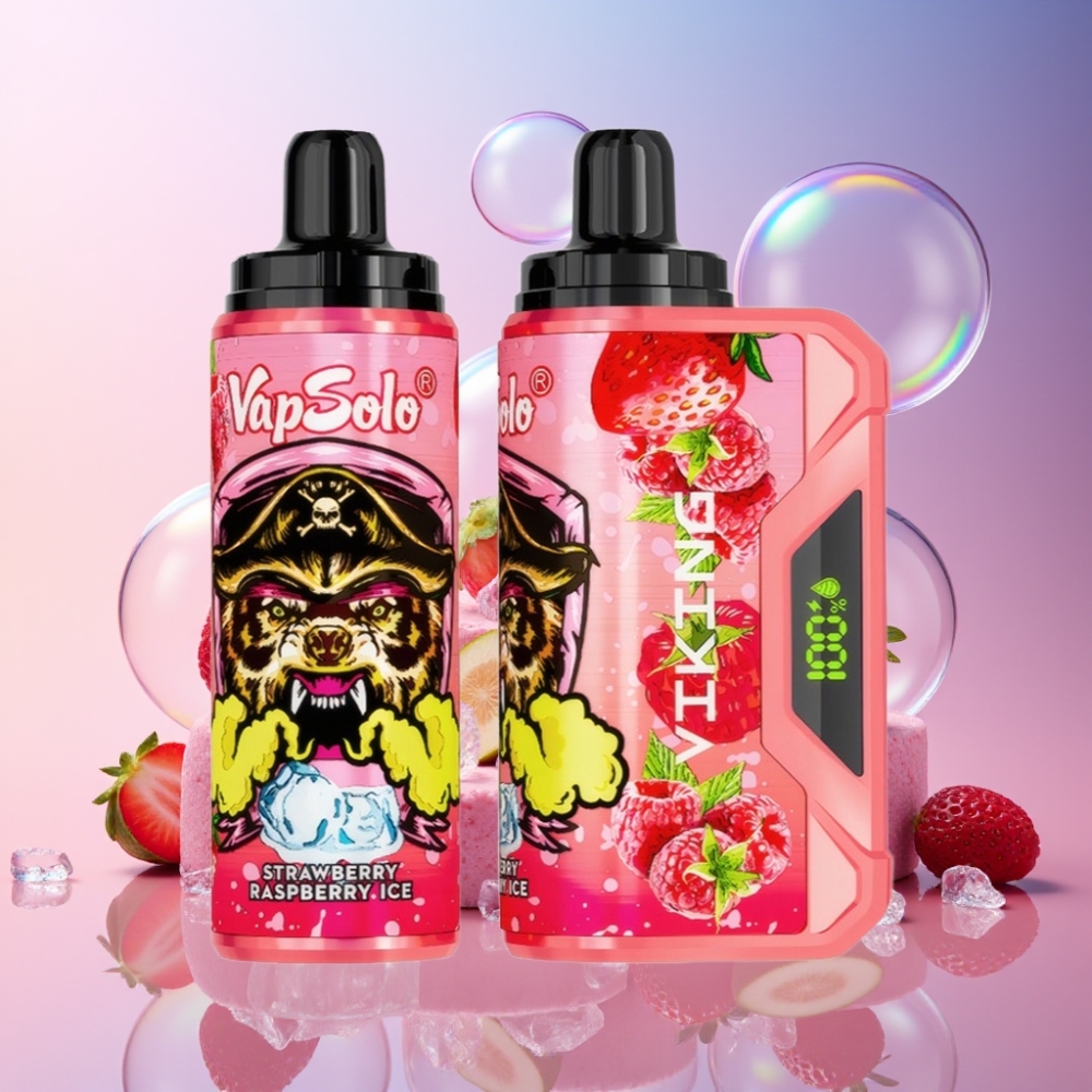 VapSolo VIKING 12000 Puffs Einweg-Vape Erdbeere Himbeere Eis – 22ml, 20/50 mg/ml, Typ-C, Schweiz großhandel