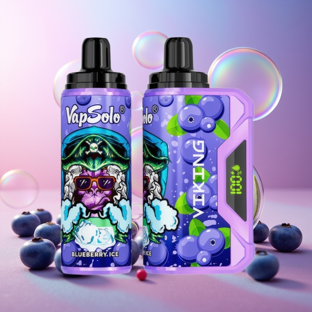 VapSolo VIKING 12000 Puffs Einweg-Vape Heidelbeere, 22ml E-Liquid, 20/50 mg/ml Nikotin, Typ-C Ladeport, Schweiz Großhandel