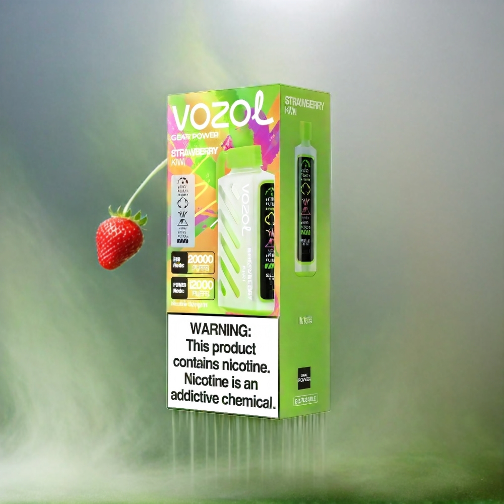 VOZOL Gear Power 20000 Puffs S.i.L.C. Tech Dual Mesh Coil 20mL Schweiz Großhandel Erdbeer Kiwi