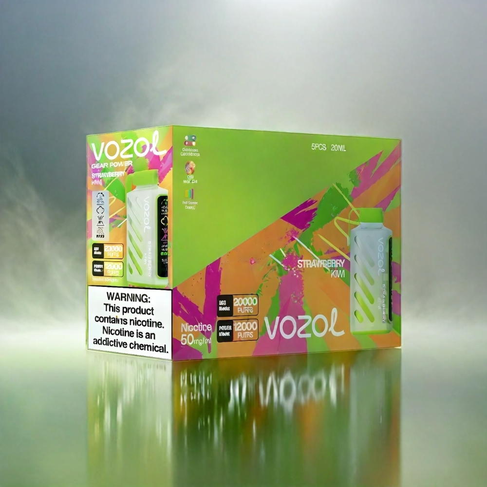 VOZOL Gear Power 20000 Puffs S.i.L.C. Tech Dual Mesh Coil 20mL Schweiz Großhandel Erdbeer Kiwi