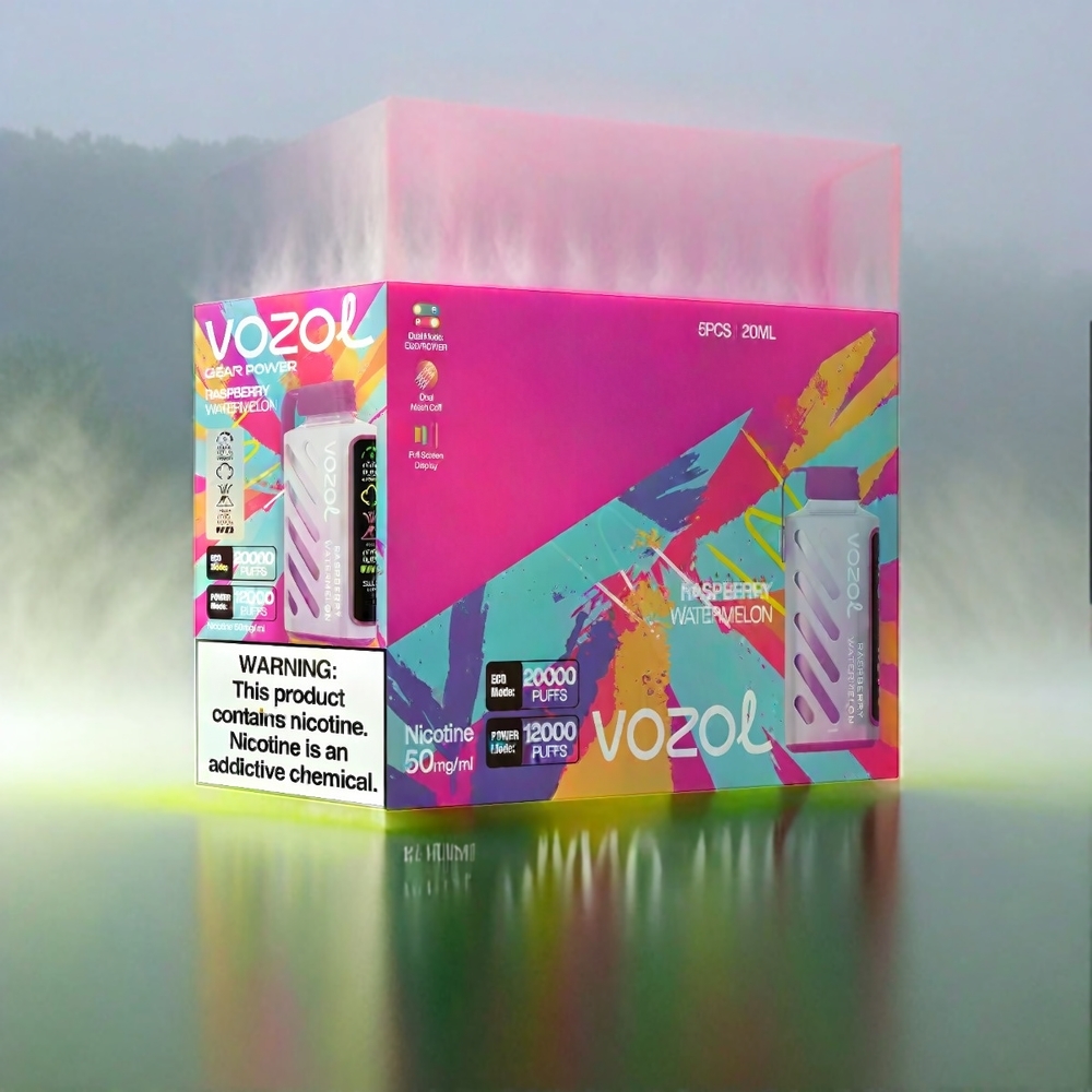VOZOL Gear Power 20000 Puffs Schweiz Großhandel – 20mL, 5%(50mg), Dual Mesh Coil, Vollbild-Display – Himbeere Wassermelone