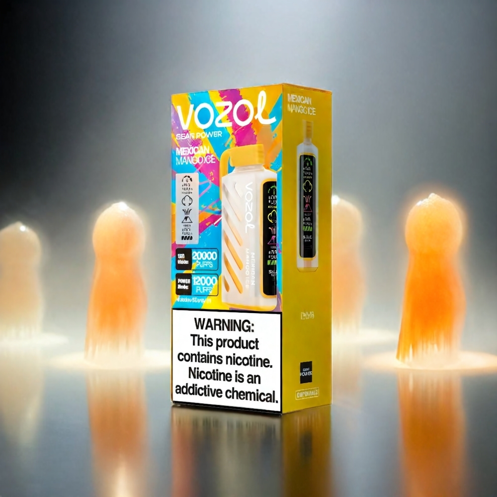 VOZOL Gear Power 20000 Puffs Schweizer Großhandel mit 20mL, 5%(50mg) Nicotine und Mexican Mango Ice Geschmack, Dual Mesh Coil, Full Screen Display