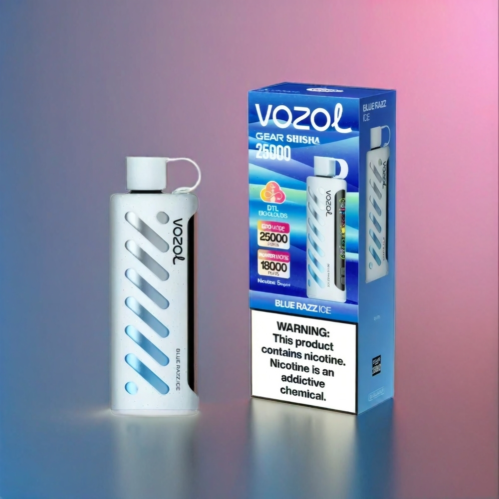 VOZOL Gear Shisha 25000 Puffs Blue Razz Ice – 30 Geschmacksrichtungen, Dual Mesh, 1000mAh, Schweiz Großhandel