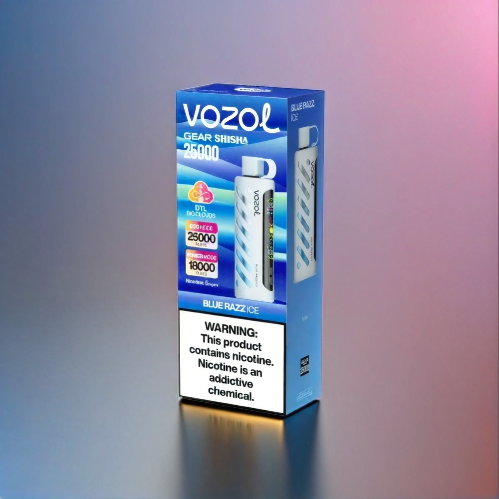 VOZOL Gear Shisha 25000 Puffs Blue Razz Ice – 30 Geschmacksrichtungen, Dual Mesh, 1000mAh, Schweiz Großhandel