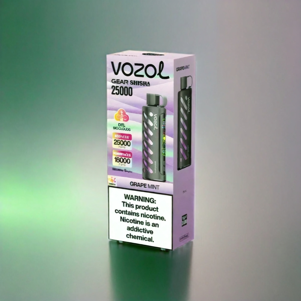VOZOL Gear Shisha 25000 Puffs Grape Mint (30 Geschmacksrichtungen, 1000mAh, Dual Mesh, Schweiz Großhandel)
