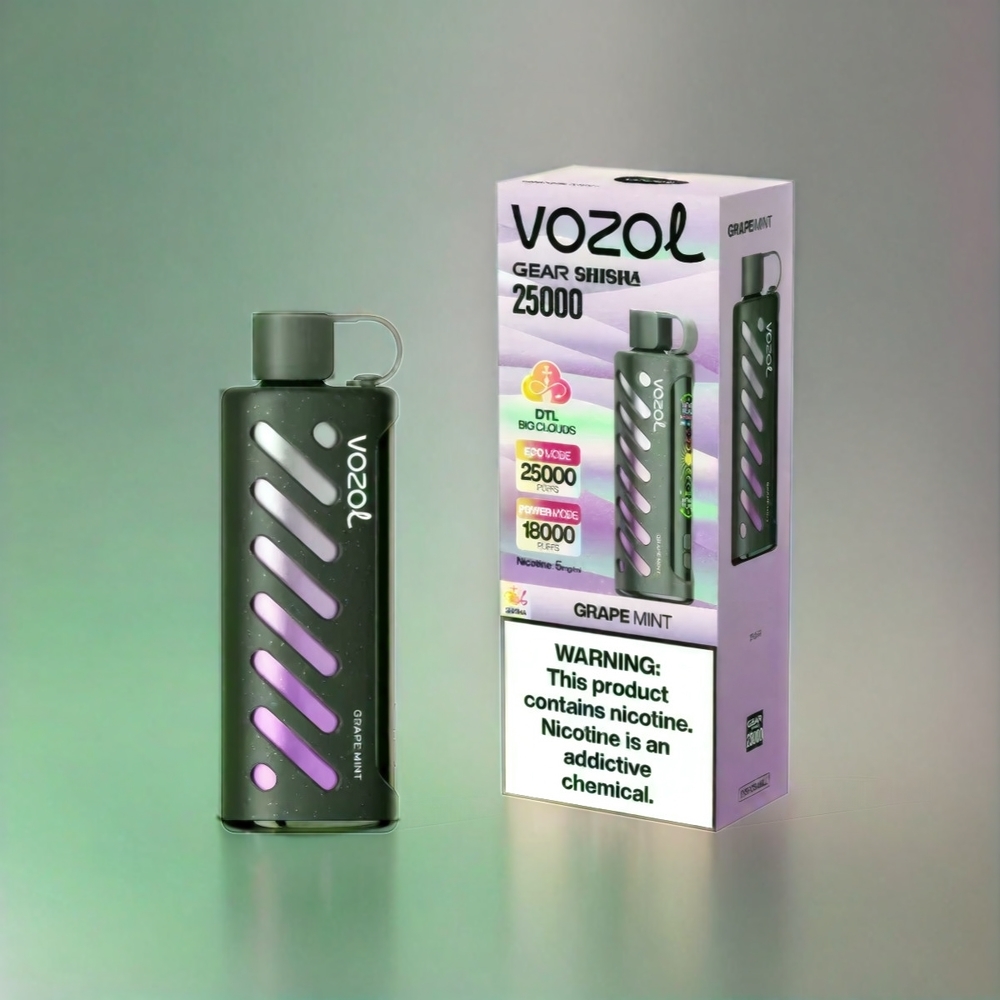 VOZOL Gear Shisha 25000 Puffs Grape Mint (30 Geschmacksrichtungen, 1000mAh, Dual Mesh, Schweiz Großhandel)