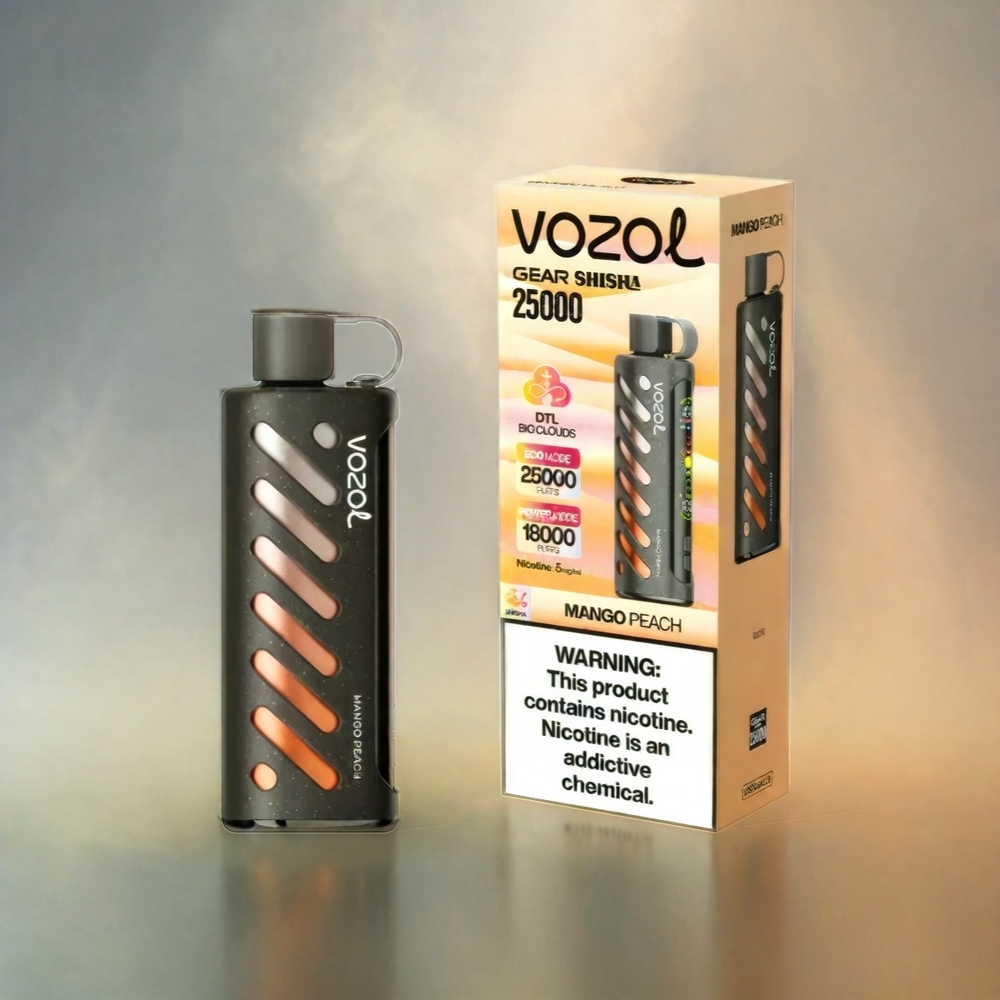 VOZOL Gear Shisha 25000 Puffs Mango Pfirsich mit Dual Mesh Modi, 1000mAh Akku, 3mg/ml/5mg/ml Nikotin – Schweiz Großhandel