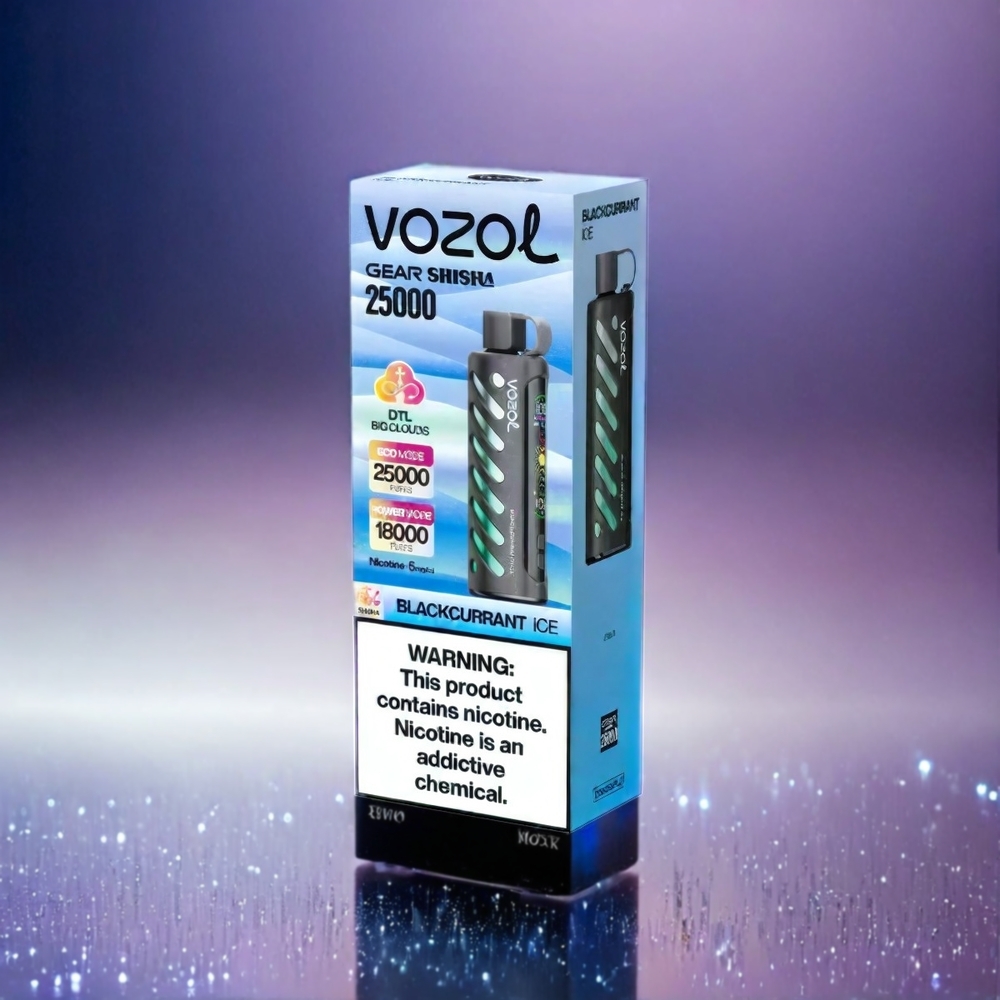 VOZOL Gear Shisha 25000 Puffs Schwarzbeere-Eis Schweiz Großhandel mit 30 Geschmacksrichtungen, Dual Mesh Dual Modes & 1000mAh Akku