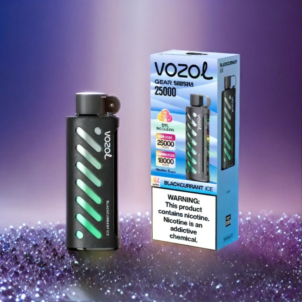 VOZOL Gear Shisha 25000 Puffs Schwarzbeere-Eis Schweiz Großhandel mit 30 Geschmacksrichtungen, Dual Mesh Dual Modes & 1000mAh Akku