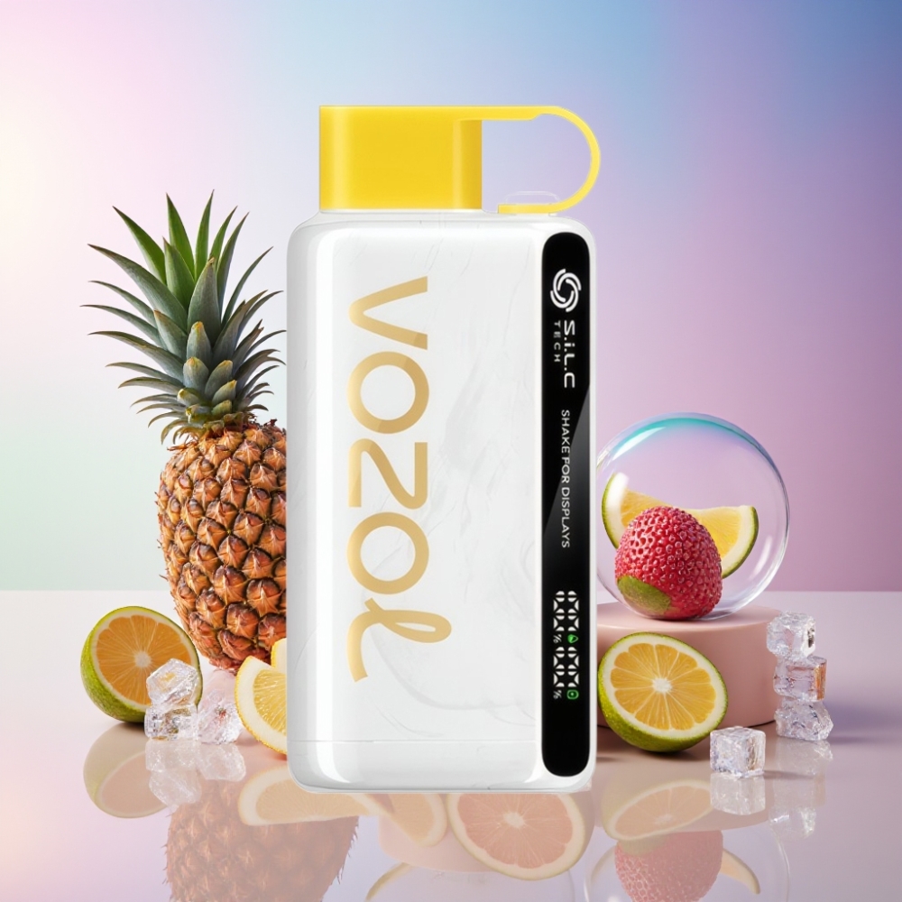 VOZOL STAR 9000/12000 Einweg-Vape Ananas Kokos Eis mit Shake-Display, S.i.L.C TECH, 650mAh, 9000/1200 Puffs, Schweiz großhandel