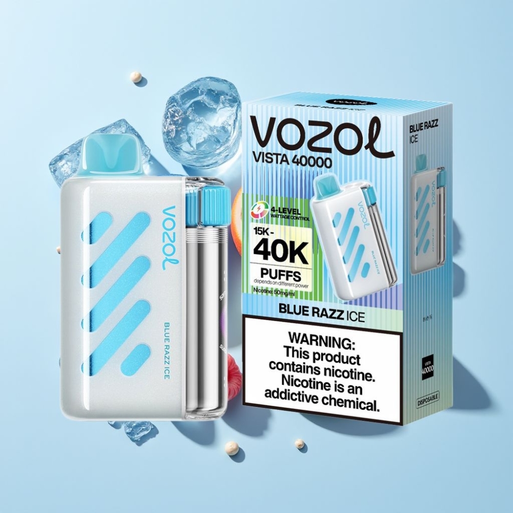 VOZOL VISTA 40000 Puffs Einweg-Vape MTL, 1000mAh, 2% Nikotin, Blauer Himbeer Eis, Schweiz Großhandel
