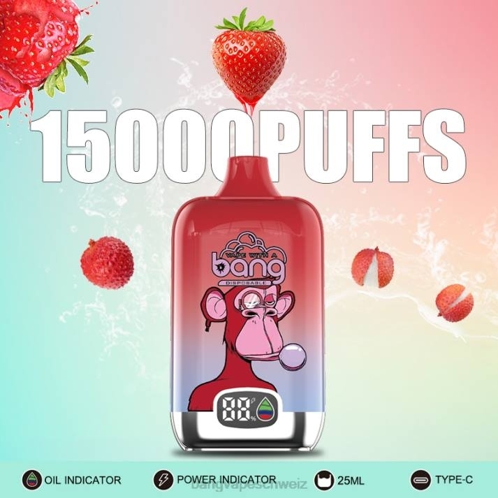 4X0J11 Bang Vape Digital Smart Screen 15000 Züge 25 ml - Bang disposable vape flavors Einweg