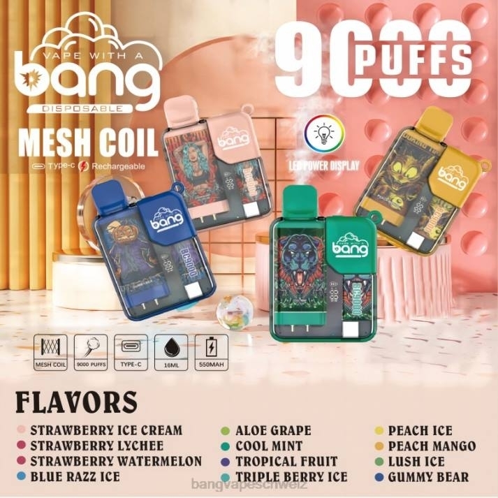 4X0J6 Bang Vape Box BC9000 vorgefüllt 16ml - Vape Gang flavors Einweg