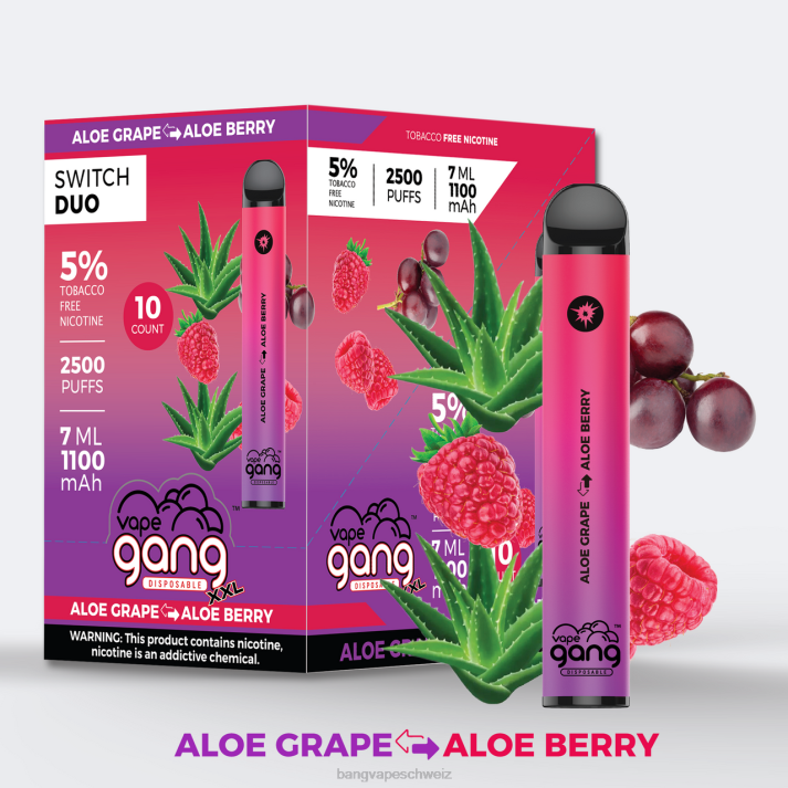 4X0J39 Vape Gang Switch Duo 2 Geschmacksrichtungen (10er-Packung) - Vape Gang shop Aloe-Traube - Aloe-Beere