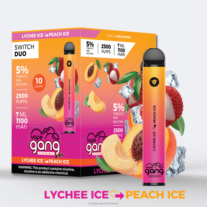 4X0J45 Vape Gang Switch Duo 2 Geschmacksrichtungen (10er-Packung) - Vape Gang Schweiz Erdbeer-Apfel-Wassermelone - Erdbeer-Kiwi