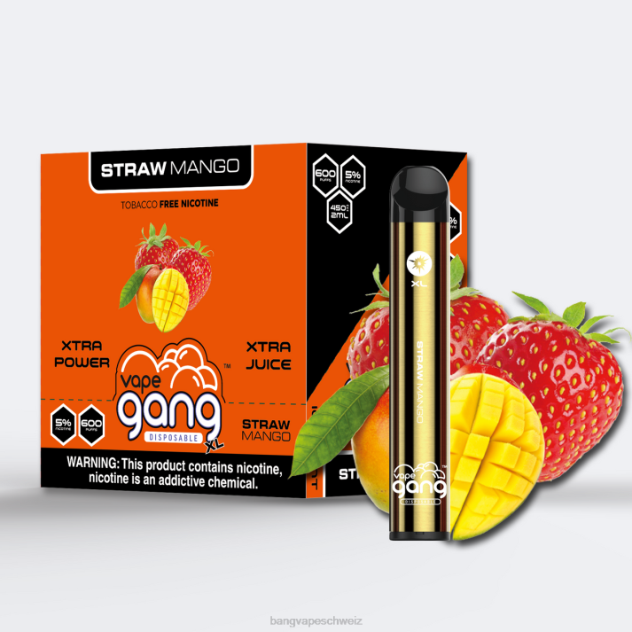 4X0J66 Vape Gang XL Einweg-Vaporizer 600 Züge (10er-Packung) - vape Bang box nicotine Strohmango