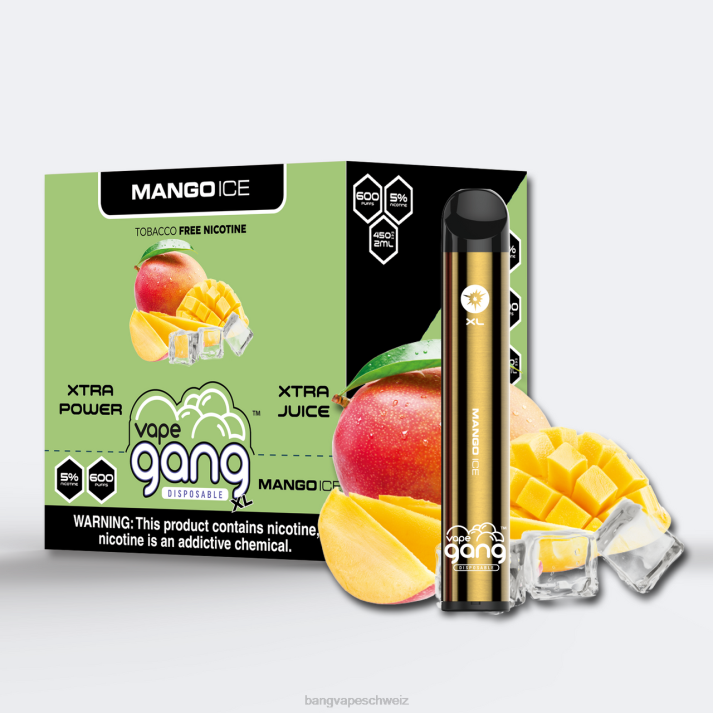 4X0J68 Vape Gang XL Einweg-Vaporizer 600 Züge (10er-Packung) - Vape Gang flavors Mango-Eis