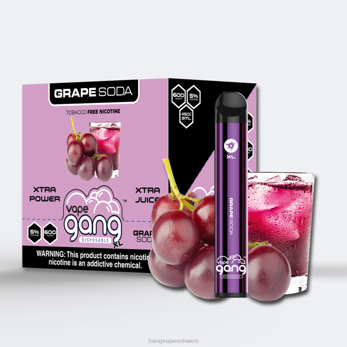 4X0J71 Vape Gang XL Einweg-Vaporizer 600 Züge (10er-Packung) - Vape Gang shop Trauben-Soda