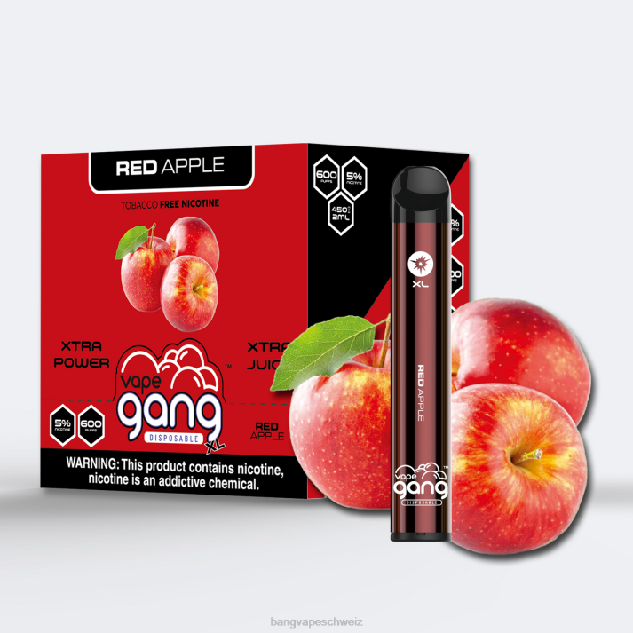 4X0J73 Vape Gang XL Einweg-Vaporizer 600 Züge (10er-Packung) - Bang disposable vape flavors roter Apfel